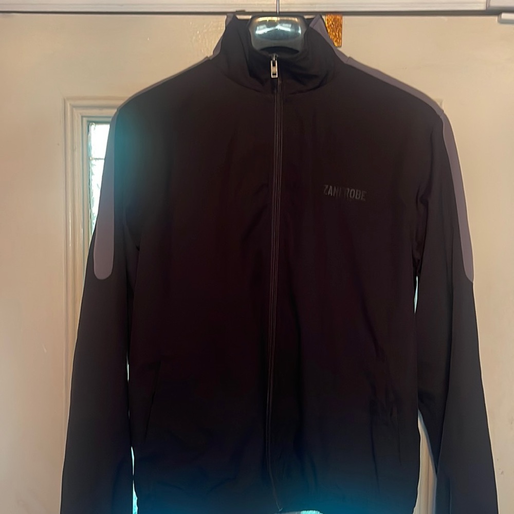 Zanerobe black grey lightweight polyester elastine zipper jacket xl